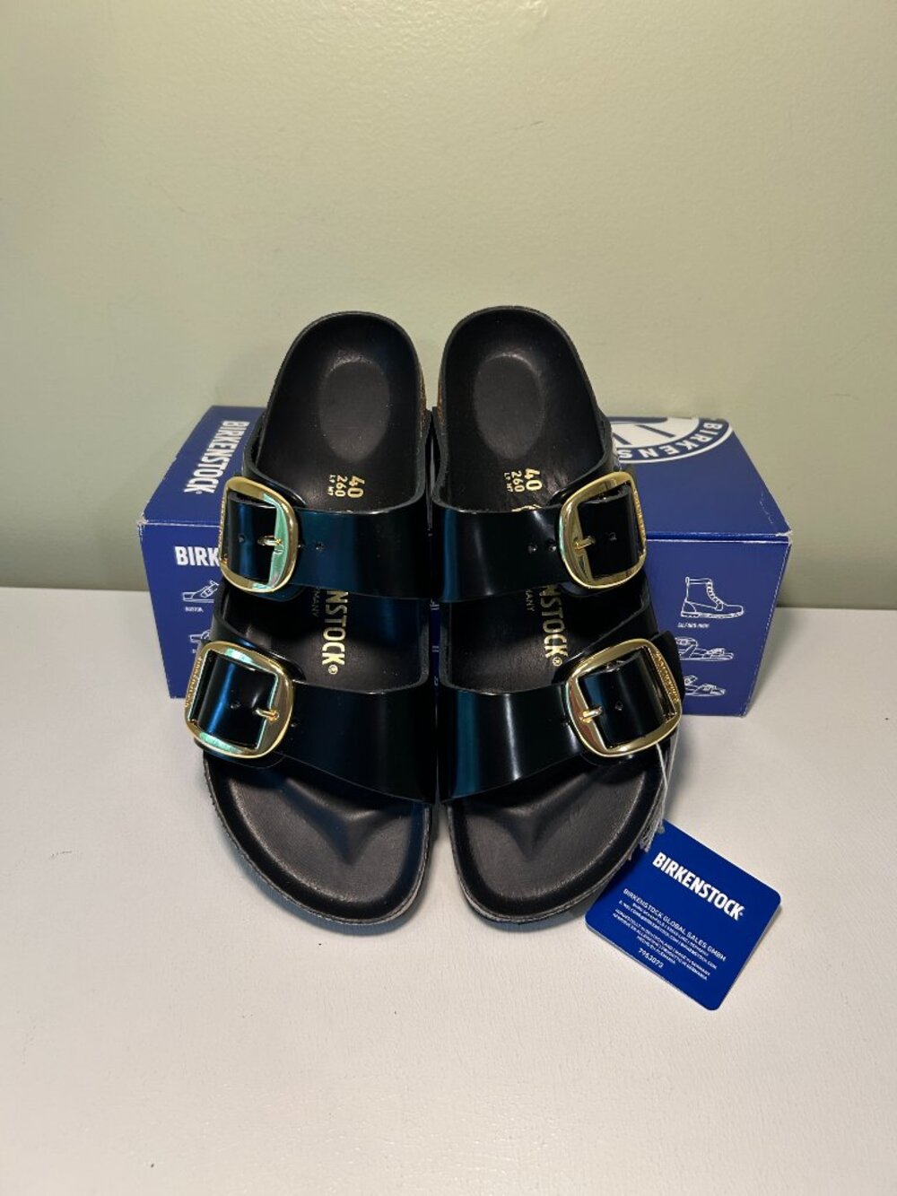 Birkenstock Women's Arizona Big Buckle Natural Leather Patent Sandals